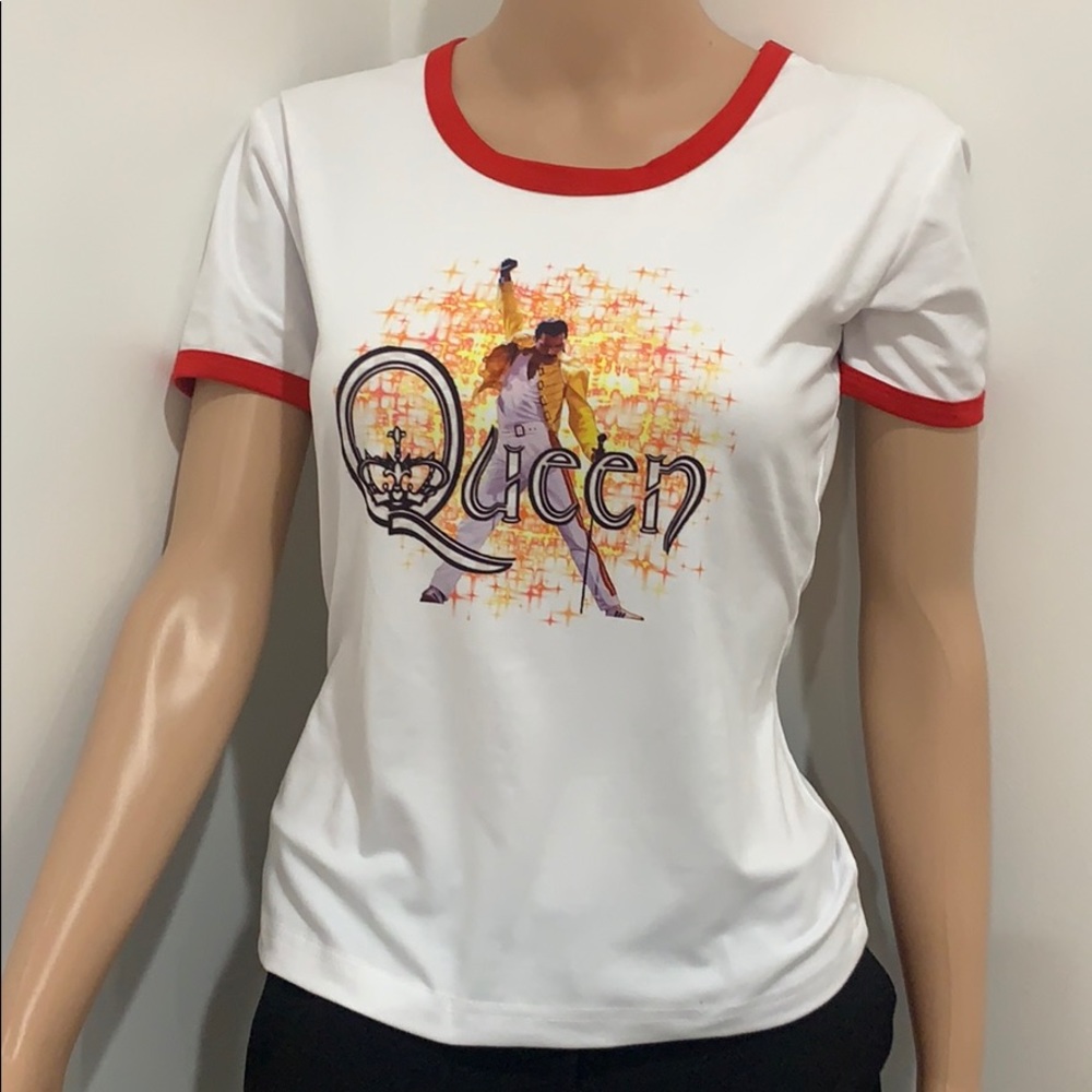 Women’s White Queen T-shirt with Red Trim